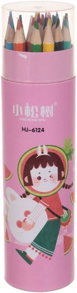 Набір олівців 24 кольори HJ-6124 рожевий