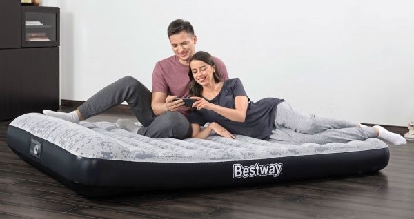 Матрас надувной Bestway Tritech Airbed Twin с двойным электронасосом 203x30 см серый/синий 67836