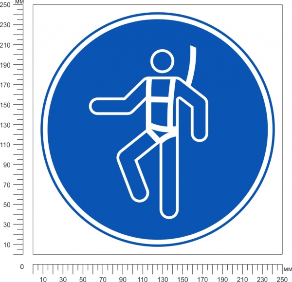 Табличка Работать в предохранительном (страховочном) поясе 250 мм