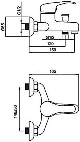 Змішувач для ванни Rubineta Prince P10K01