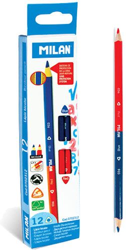 Олівець двоколірний трикутний синьо-червоний блістер 1 шт. Milan