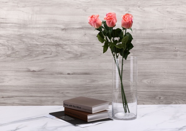 Ваза стеклянная прозрачная цилиндр H300D125 30 см 