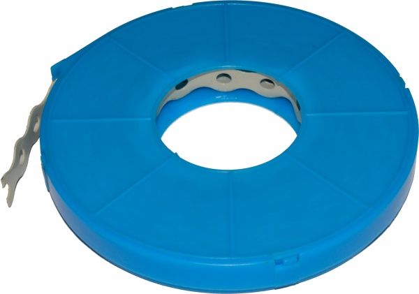 Стрічка монтажна перфорована 12*0,8 мм 10 м пласт. покриття, біла