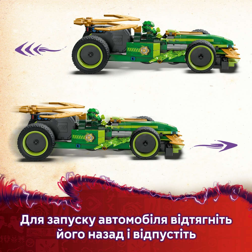 Конструктор LEGO NINJAGO Автомобиль для гонки Ллойда с инерционным двигателем 71828