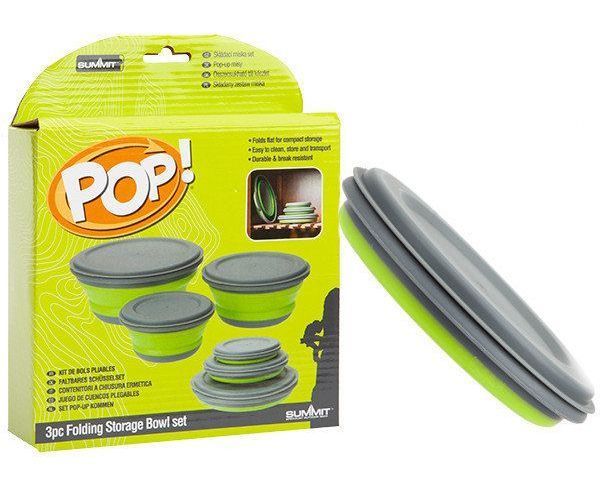 Набор посуды Summit 0,5 л СКЛАДНЫХ МИСОК POP BOWL SET LIME/GREY (3 ШТ.)