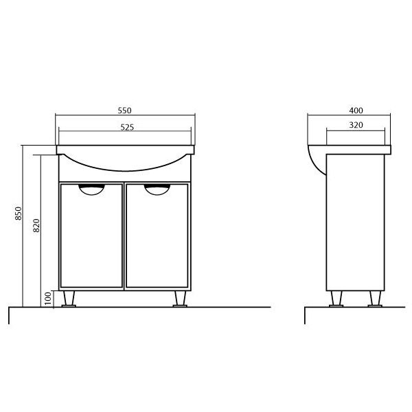 Тумба с умывальником Аква-Родос Глория 05GL55 55 см белая