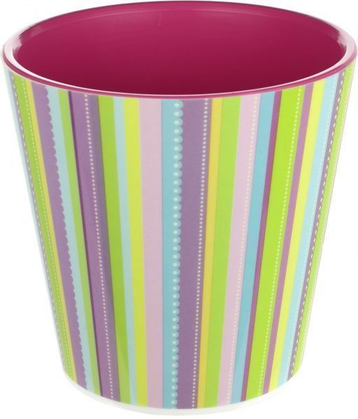 Горшок пластиковый Алеана Деко Полоски круглый 1,8л фуксия 