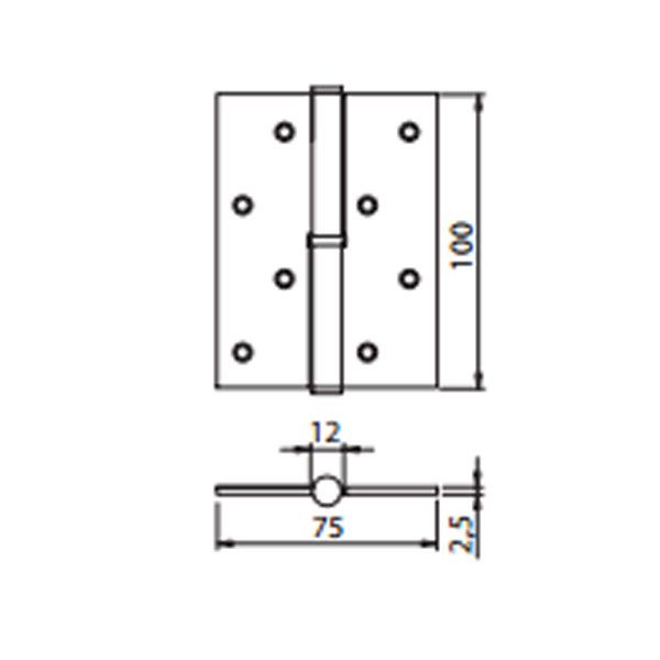 Петля съемная  MVM SS-100L SS-100L 100x75x2.5 мм нержавеющая сталь левая