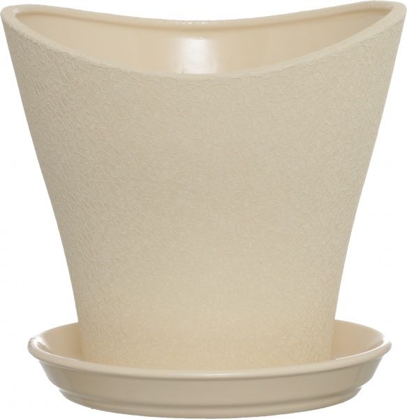 Горшок керамический Ориана-Запорожкерамика Волна №2 шелк фигурный 4,5л бежевый 