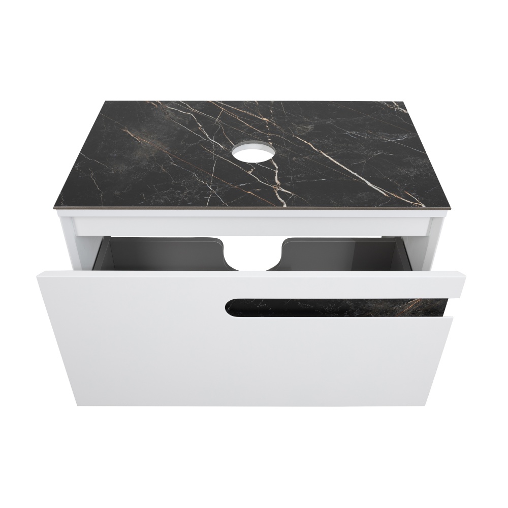 Тумба під умивальник Aqua Rodos OSTIN білий мат зі стільницею керамограніт Namibia Black 80 см