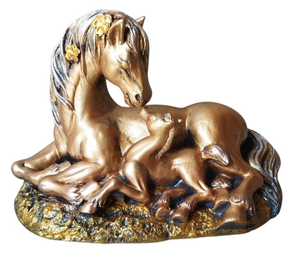 Статуэтка декоративная Наша Кераміка Конь мама 20х30х19 см бронзовый