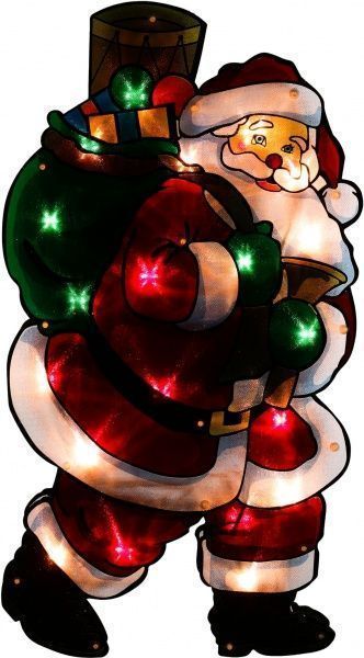 Декорация настенная LED Дед Мороз с мешком 20 ламп 45 см 