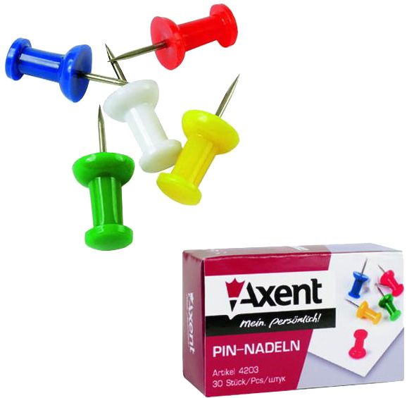 Кнопки-цвяшки Axent кольорові 30 шт. 
