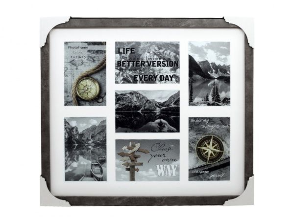 Фоторамка с паспарту SvitArt FKP-7-1913-3A 10x15 см гранитный серый 