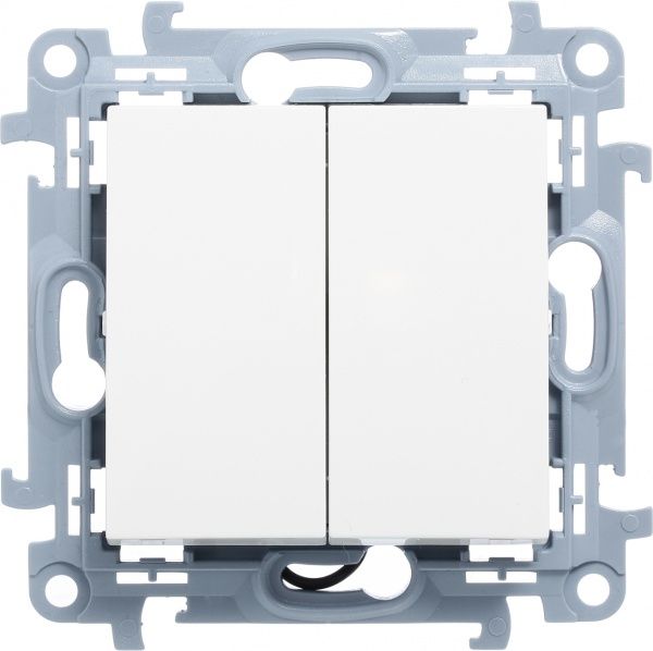 Вимикач двоклавішний Simon 10 з підсвіткою 10 А 250В білий CW5BL.01/11