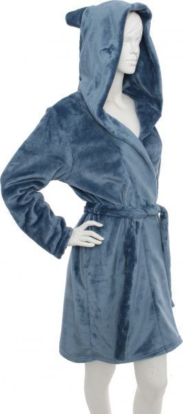 Халат женский капюшон с ушками р. S голубой 