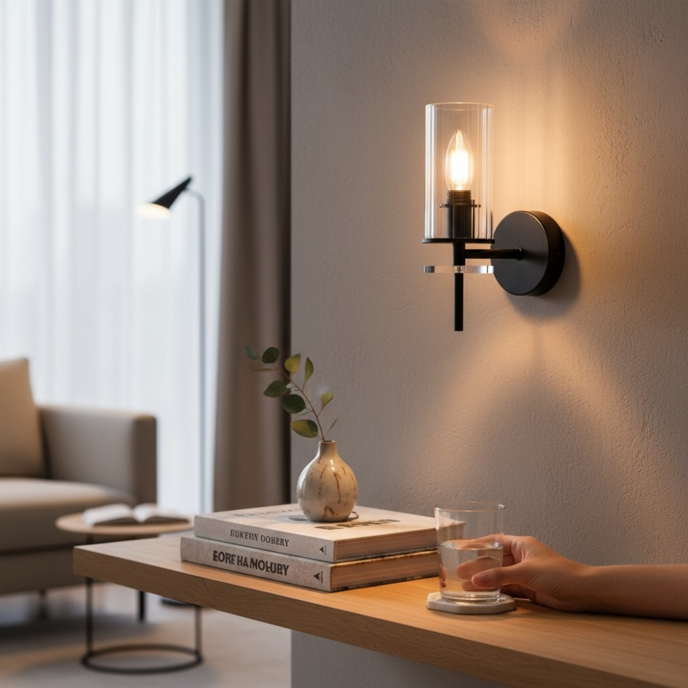 Світильник настінний Sensio Canis 40 Вт E14 чорний/прозорий ALG-74590/1W