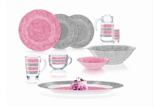 Сервиз столово-чайный AMB STONY PINK&GREY 46 пр. Luminarc