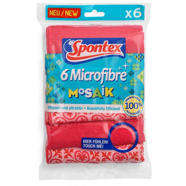 Серветка універсальна SPONTEX Mosaik PINK мікрофібра 6 шт. 30х30 см 6 шт./уп. рожевий