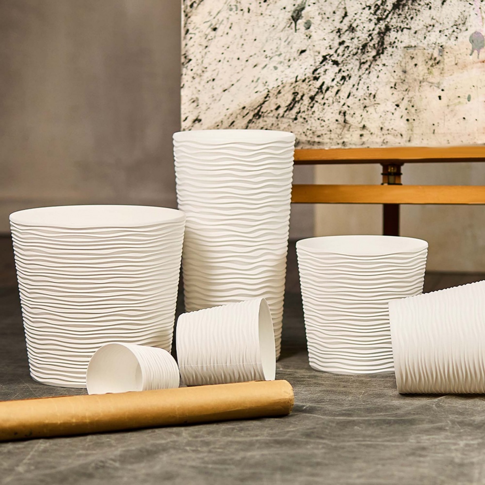 Вазон пластик Ф'южн зі вставкою низький d23,5х22 см круглий білий 6 л Алеана