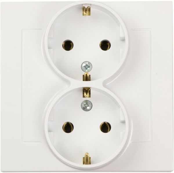 Розетка двойная с заземлением Ospel Kier 16 А 250 В без шторок белый GP-2WS/00