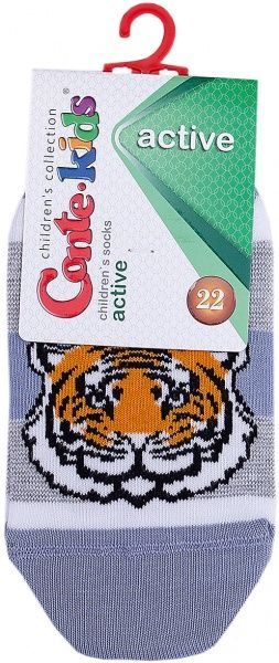 Шкарпетки дитячі Conte-Kids ACTIVE ультракороткі 332 17С-87СП р.24 світлий джинс сірий білий 