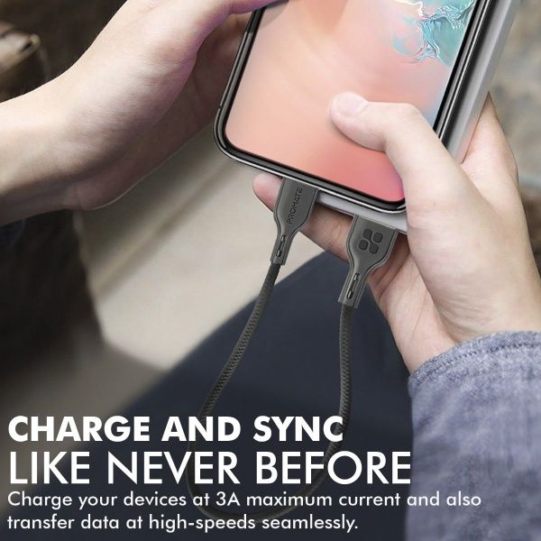 Кабель Promate USB Type-C – USB 0,25 м чорний (powerbeam-25c.black) 