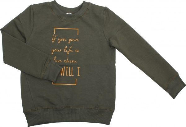 Свитшот Маленькие люди для девочки 13 р.158 оливковый 