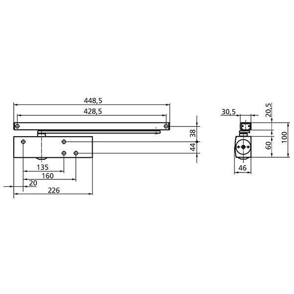 Доводчик дверной Geze TS 3000 со слайдовой тягой белый 80 кг