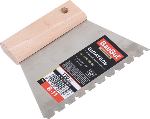 Шпатель зубчатый для клеевых растворов 150 мм зубчатый BauGut BT-536-00-00