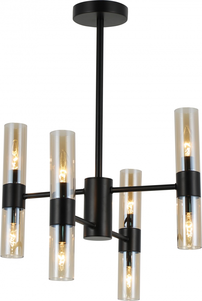 Люстра подвесная Sensio Borealis 8x40 Вт E14 черный/амбер ALG-74783/4+4