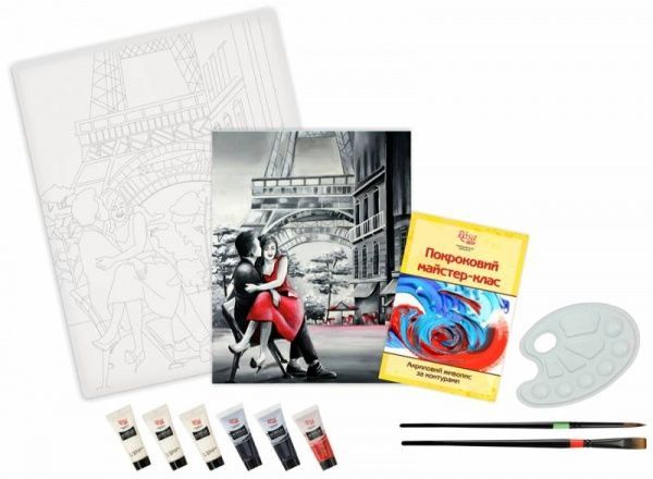 Набор техника акриловая живопись по контурам, картина Влюбленные Rosa Start 