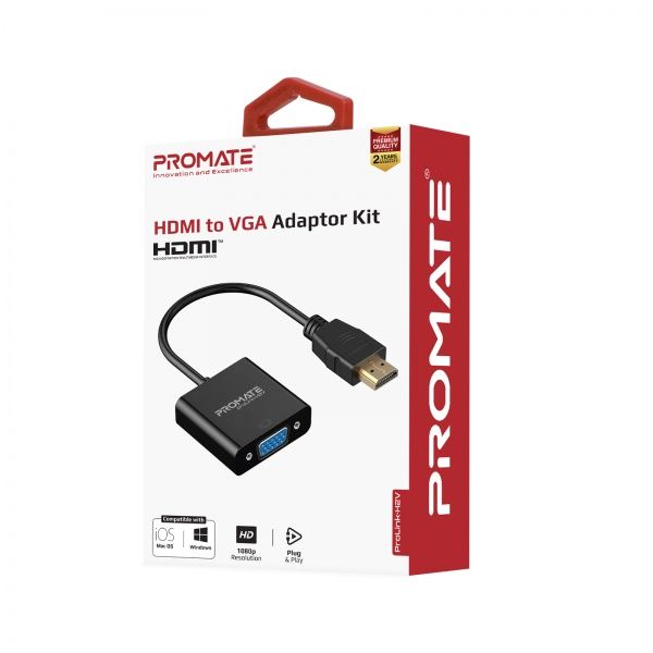 Перехідник Promate HDMI-VGA 0,2 м чорний (prolink-h2v.black) 