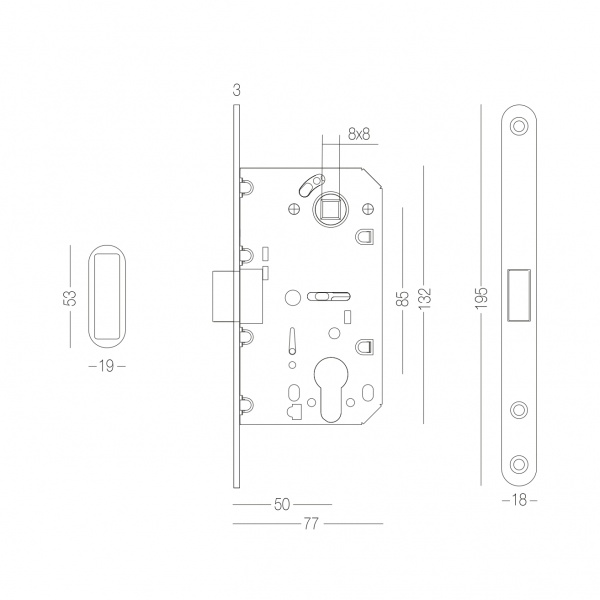 Дверний замок міжкімнатний MVM MG-2056C PZ MA матовий антрацит