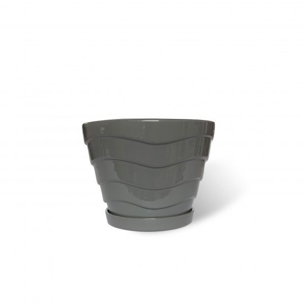 Горшок керамический Резон Конус с волнами фигурный 2л серый 