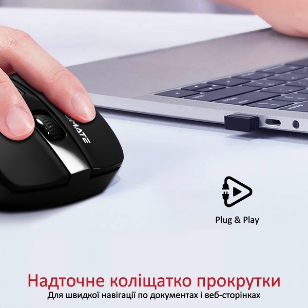 Миша Promate Cursor Wireless Black (cursor.black)