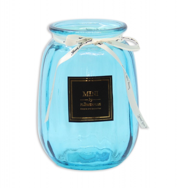 Ваза YIWU Crystal Alexa (YBCG-210414-4) 17 см голубая прозрачная 