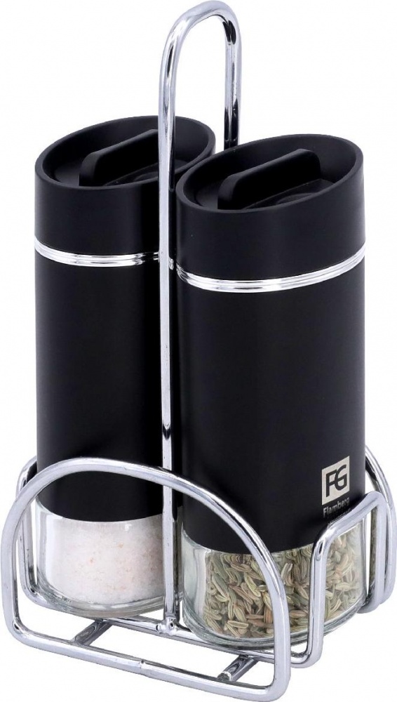 Набор для соли и перца Flamberg Premium на подставке Silver shine 115 мл