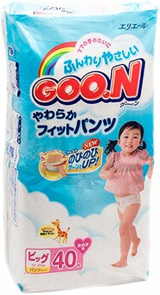 Подгузники-трусики Goon для девочек XL 40 шт. 12-20 кг
