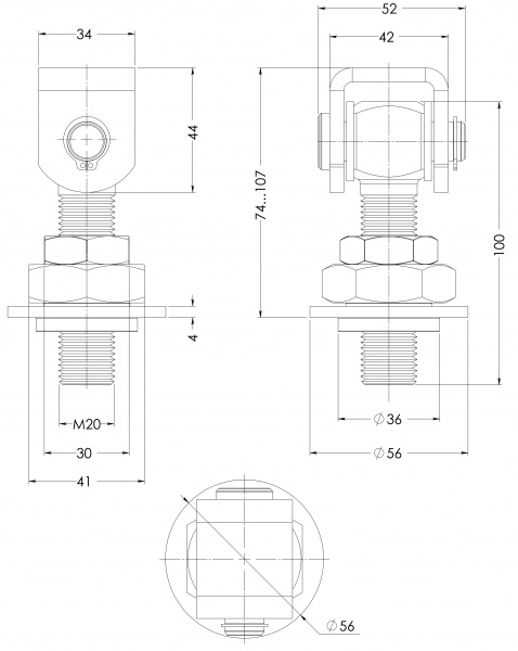 Петля STOREHOUSE SHFE-01.04-02 М20 d20 74мм цинк універсальна 1 шт.
