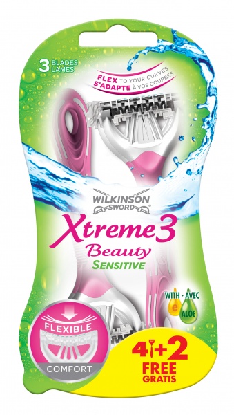 Станки одноразовые WILKINSON SWORD Xtreme3 Beauty Sensitive в упаковці 4+2 шт. 6 шт.