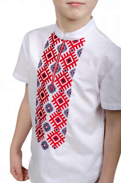 Вышиванка для мальчиков Эдельвика р.128 белый 65-20/09 