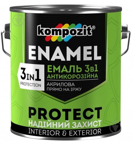Емаль Kompozit антикорозійна 3 в 1 зелений шовковистий мат 0,75кг