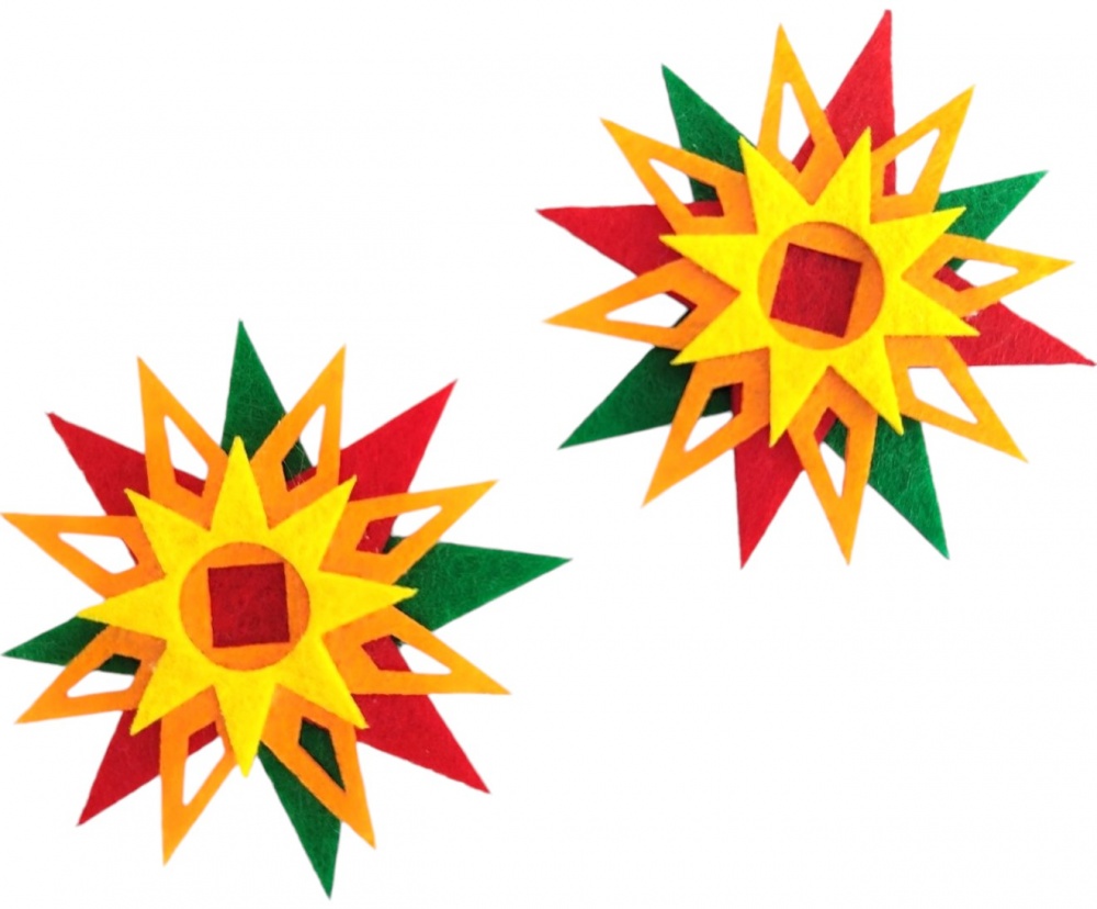 Декор із фетру Діамантові ручки Різдвяна зірка 2 шт. 125373 7 см різнокольоровий