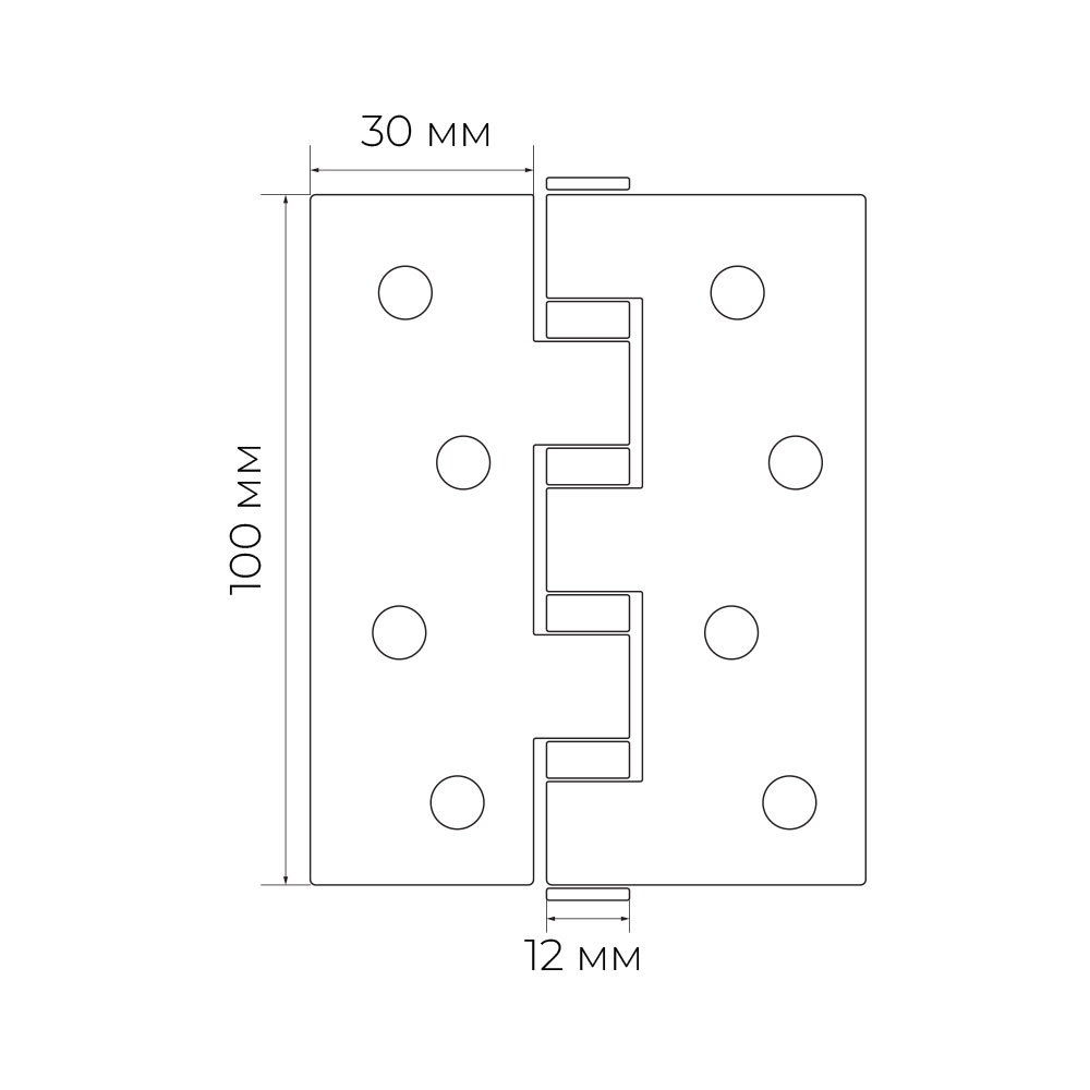 Петля RDA 66304 врезная 100x31x2,5 мм матовый хром универсальная 2 шт.
