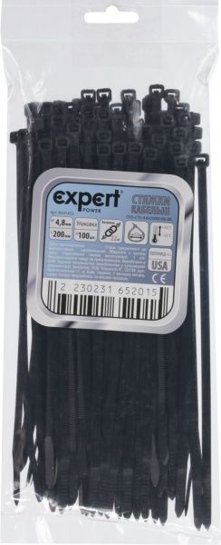Стяжка кабельная Expert Power 4.8х200 мм 100 шт. черный 