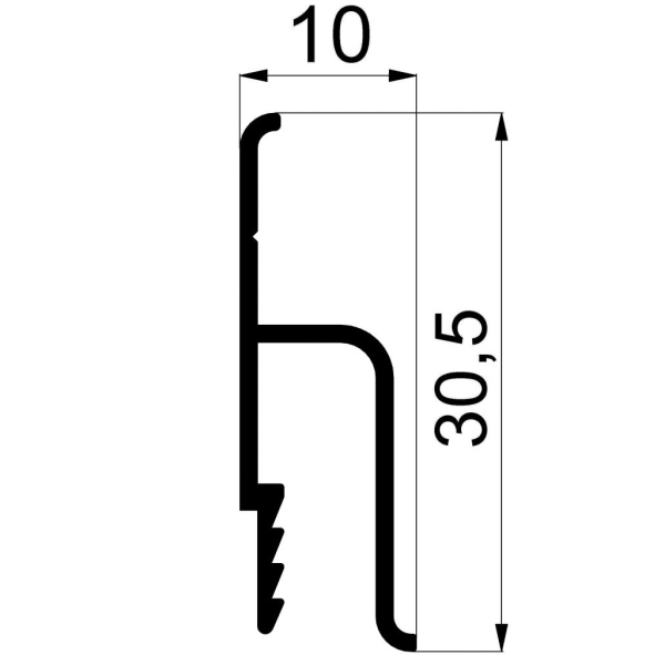 Профиль натяжного потолка h-образный ПАС-3109 перфорация 10х30,5 2 м