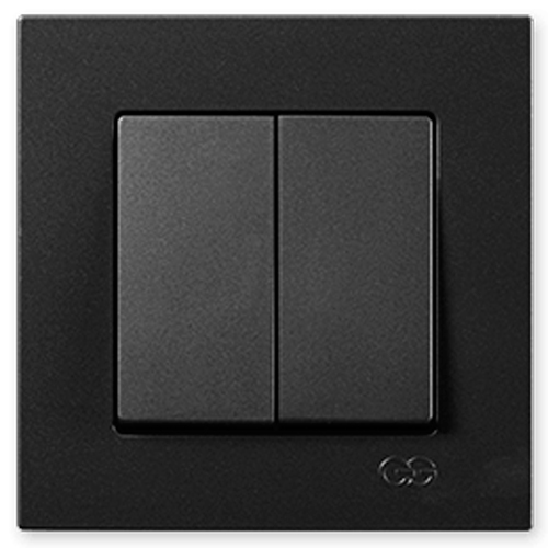 Вимикач двоклавішний Gunsan Eqona без підсвітки чорний 01 40 34 00 100 103