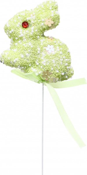 Декорація великодня Зайчики декоративні на паличці 22 см набір з 6 шт