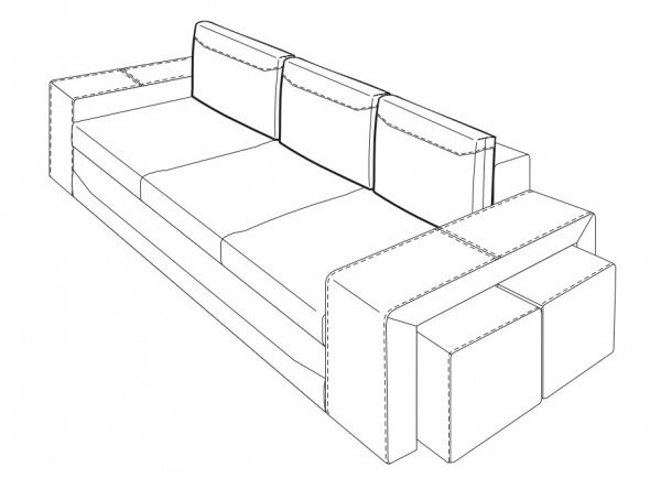 Диван прямой PRAKTICA Sofa Никос фиолетовый 2480x920x750 мм